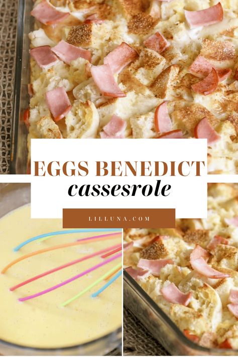 Eggs Benedict Casserole - the perfect breakfast dish made with English muffins, Canadian bacon, eggs and more. It's perfect for weekends and holidays. #eggsbenedictcasserole #eggsbenedict #casserole #breakfastdish #breakfast Recipe For English Muffins, Egg Dishes Recipes, Benedict Casserole, Eggs Benedict Casserole, Unique Diy Crafts, Breakfast Food Ideas, Amazing Snacks, Graduation Brunch, English Muffin Recipes