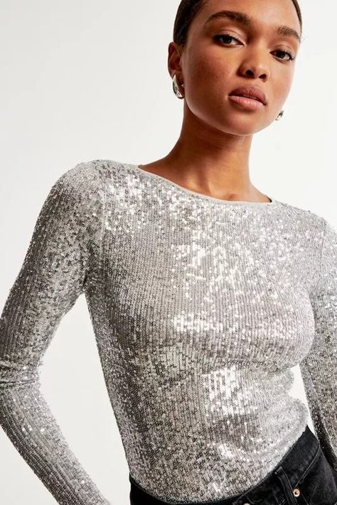 Long Sleeve Top Outfit, Outfit Ideas 2023, Rich Girl Fashion, Holiday Outfit Ideas, Womens Matching Sets, Sequined Top, The Everygirl, New Years Outfit, Long Sweater Dress