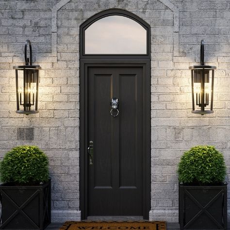 CLASSIC SCROLLED ARMWIC 22926711/OZ | Custom Lighting House Lighting Outdoor, Black Front Door, Front Door Lighting, Farmhouse Style Lighting, Capital Lighting Fixture, Exterior Light Fixtures, Capital Lighting, Outdoor Light Fixtures, Farmhouse Exterior