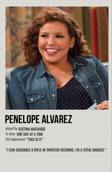 minimal polaroid character poster for penelope alvarez from one day at a time Penelope Alvarez, Justina Machado, Queen Of The South, Character Posters, Polaroid Posters, Character Poster, Branded Outfits, Minimalist Posters, Popular Tv Series