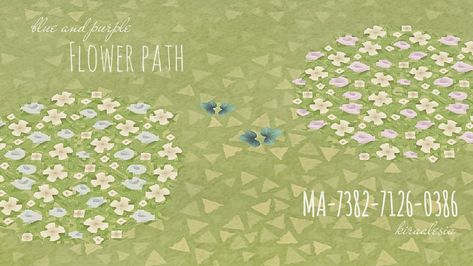 Fairy Island, Flower Path, Cottagecore Ideas, Path Design, Acnh Codes, Theme Nature, Grass Flower, Blue And Purple Flowers, New Animal Crossing