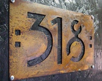 Craftsman House Numbers, Traditional House Numbers, Diy Study Table, Rustic Craftsman, Rusted Steel, Metal House Numbers, Modern House Number, Craftsman Style House, Craftsman Style Homes