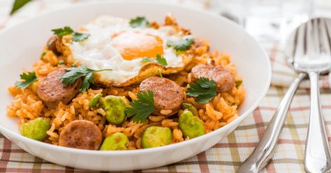 10 Best Leftover Hot Dog Recipes - Insanely Good Fried Rice With Sausage, Rice With Sausage, Best Junk Food, Hot Sandwich Recipes, Beef Dumplings, Chicken Rice Recipes, Hot Sandwich, Huevos Fritos, Hot Dog Recipes