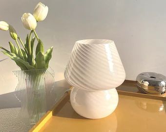 Murano Mushroom Lamp, Mushroom Table Lamp, Mushroom Table, Unique Table Lamps, Mushroom Design, Stylish Beds, Mushroom Lamp, Lamp For Bedroom, White Table Lamp