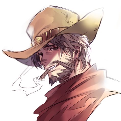 Anime Cowboy Art, Cole Cassidy Fanart, Cowboy Anime, Hanzo Overwatch, Cole Cassidy, Cowboy Character Design, Jesse Mccree, Mccree Overwatch, Overwatch Fanart