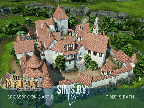 Medieval Houses Sims 4, Sims Castle Plans, Sims Castle Layout, Sims 4 Medieval Lots, Sims 4 Medieval Castle, Sims 4 Medieval House, Sims4 Castle, Sims 4 Castle Cc, Sims 4 Castle