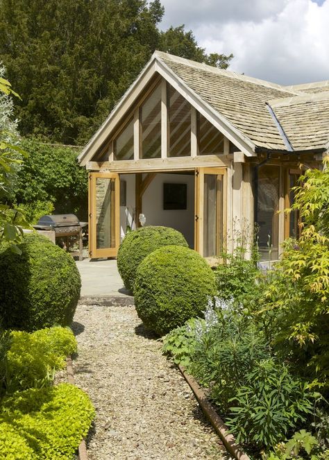 Glazed Gable, Oak Extension, Barn Conversion Exterior, Oak Framed Extensions, Pool Building, Cottage Extension, Oak Frame House, Garden Room Extensions, Oak Framed Buildings