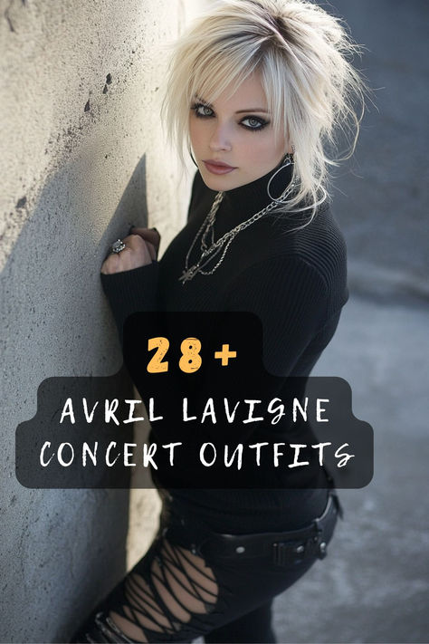 Rock like Avril Lavigne with these 28 fun concert outfit ideas! From plaid skirts to edgy jackets, these looks are perfect for showcasing your unique style while enjoying live performances. Click to find your concert fashion inspiration! 🎤💖✨ #AvrilLavigneFashion #ConcertOutfits #MusicStyle #OutfitInspiration #FestivalFashion #FashionTrends #StyleInspo How To Dress For A Rock Concert, Avril Lavigne Outfits Ideas Concert, Avril Lavigne Outfits Ideas, Avril Lavigne Concert Outfit, 2000s Avril Lavigne Aesthetic, Avril Lavigne Concert, Avril Lavigne Outfits, Avril Lavigne Aesthetic, Concert Outfit Rock