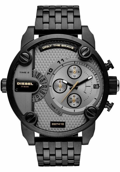 Diesel DZ7410 Little Daddy Black IP | Watches.com Diesel Watches For Men, Diesel Brand, Diesel Watch, Guess Watch, Mens Chronograph, Diesel Men, Mens Fashion Trends, Black Stainless Steel