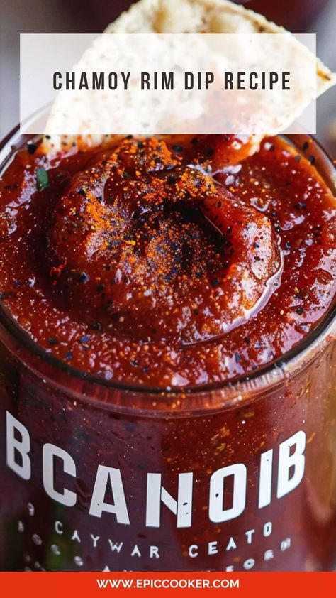 Chamoy Rim Dip recipe – Epic Cooker Rim Dip Recipe, Chamoy Rim Dip Recipe, Chamoy Dip, Chamoy Rim Dip, Chamoy Sauce, Game Snacks, Mango Puree, Fruity Cocktails, Shrimp Cocktail