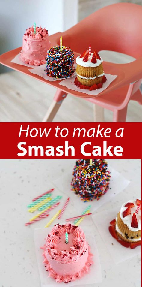 Smash Cake - Childhood Magic Easy Homemade Smash Cake, Making A Smash Cake First Birthdays, Easy Smash Cake Recipe, Strawberry Smash Cake First Birthdays, Berry First Birthday Smash Cake, Easy Smash Cake, Make A Smash Cake, Simple Smash Cake, Strawberry Smash Cake