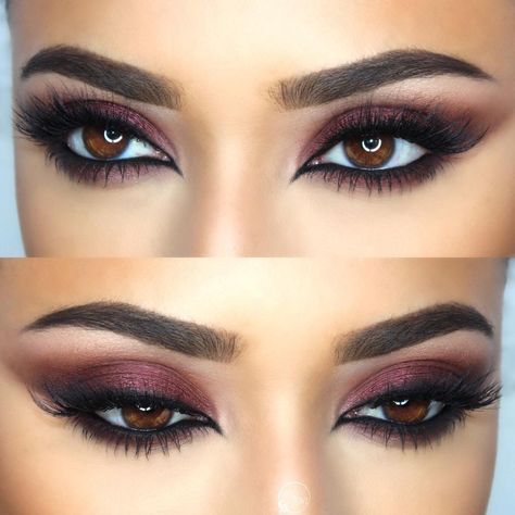 Wine Smokey eye - makeup look idea Stunning Eye Makeup, Cute Eyeshadow Looks, Eye Makeup Ideas, Halloween Makeup Easy, Makijaż Smokey Eye, Easy Makeup, Brown Eyeshadow, Makeup Looks For Brown Eyes, Trendy Makeup