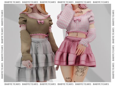 ✰Fairycore-skirt-Babyetears✰ The Sims 4 Pack, Top Long Skirt, Cc Folder, Sims Packs, Sims 4 Anime, The Sims 4 Packs, Fairycore Clothes, Sims 4 Body Mods, Tumblr Sims 4