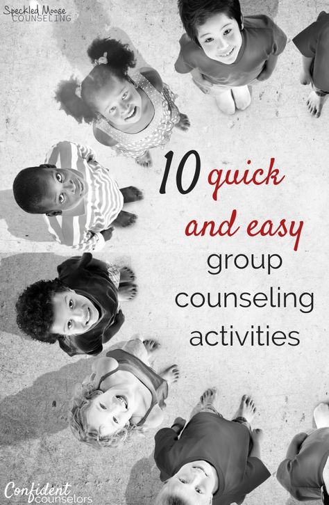 10 Quick and Easy Group Counseling Activities. What are you favorite group counseling activities that don't require tons of printing or planning? Gretchen from Speckled Moose counseling as easy no-print counseling activities for small group counseling. Small Group Counseling Elementary, Support Group Activities, Recovery Games, Nurture Group, Child Counseling, Group Counseling Activities, Group Therapy Activities, School Counseling Activities, Social Skills Groups