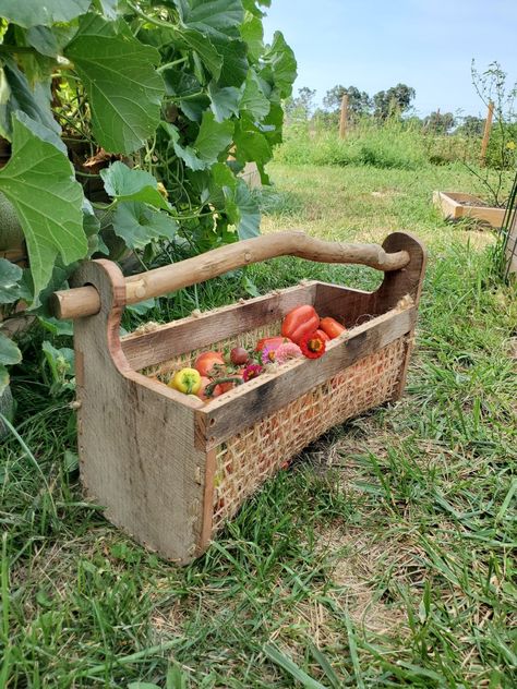 Diy Harvest Basket, Pallet Planter Diy, Garden Baskets, Harvest Storage, Awesome Woodworking Ideas, Homesteading Diy, Harvest Basket, Green Woodworking, Garden Basket