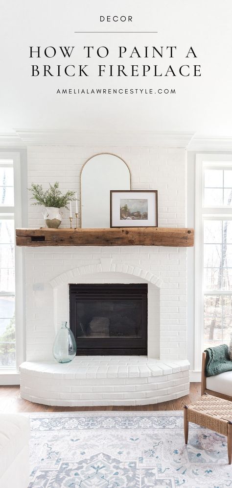 Fall Fireplace Mantel, Red Brick Fireplaces, White Brick Fireplace, Painted Brick Fireplace, Fall Fireplace, Brick Fireplace Makeover, Paint Fireplace, White Wash Brick, White Fireplace