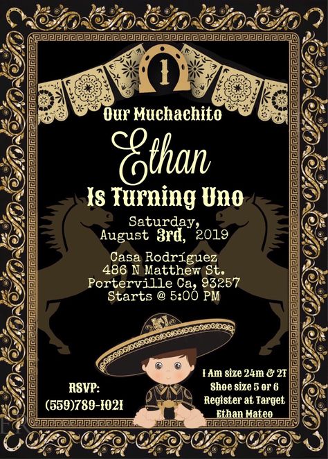 #mariachi #partyinvitations #charroinvitations #oneyearold Mariachi Invitations, Mariachi Birthday Party, Mariachi Party Theme, Mariachi Theme Party, Mariachi Birthday, Charro Theme Party, Charro Invitations, Charro Theme, Birthday Themes For Adults