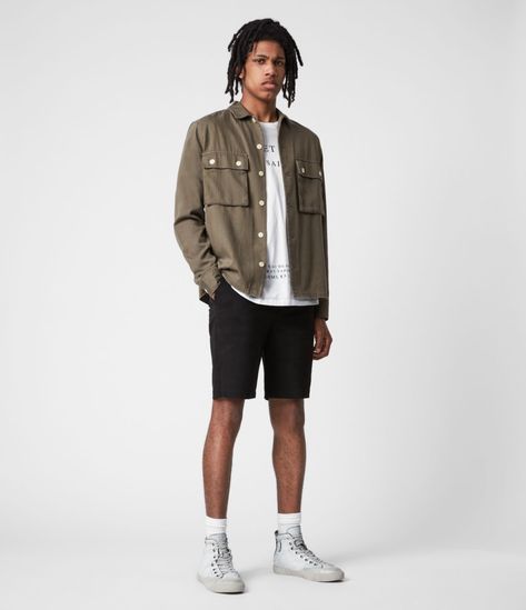 ALLSAINTS US: Mens Colbalt Chino Shorts (black) Slim Sweatpants, Jackets Summer, Slim Trousers, Sweat Shorts, 2024 Collection, Shorts Black, Chino Shorts, Summer Essentials, Leather Jackets