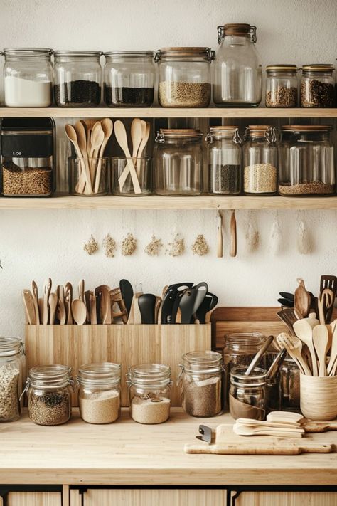 Embrace zero-waste kitchen decor with these DIY ideas! Sustainable, stylish, and perfect for eco-friendly living. #ZeroWasteKitchen #EcoFriendlyDecor #SustainableLiving Plastic Free Aesthetic, Eco Aesthetic, Non Toxic Home, Sustainable Living Aesthetic, Plastic Free Kitchen, Zero Waste Home, Mason Jar Organization, Waste Free Living, Environmentally Friendly Living