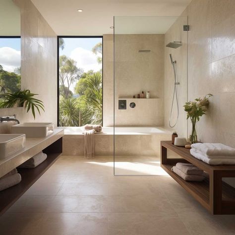 3+ Innovative Concepts for Modern Travertine Bathroom Aesthetics • 333+ Images • [ArtFacade] Ivory Travertine Bathroom, Bathroom Travertine Floor, Modern Travertine Bathroom, Travertine Bathroom Modern, Travertine Floors Bathroom, Travertine Tile Bathroom, Travertine Shower, Organic Modern Bathroom, Travertine Bathroom