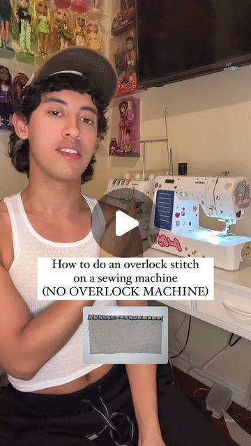 How to do an overlock stitch on a sewing machine if you don’t have an overlock machine / serger machine! #sewingtips #sewingmachine #ov... | Instagram How To Do A Lettuce Hem, Serger Machine, Overlock Machine, Overlock Stitch, Lettuce Hem, Sewing Hacks, Sewing Tutorials, Lettuce, Sewing Machine