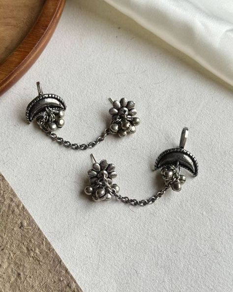 Oxide Earrings, Oxidised Jewellery Earrings, Desi Earrings, Jhumka Design, Silver Jhumkas, Classy Lifestyle, Oxidized Silver Earrings, Boom Box, Fancy Jewellery Designs