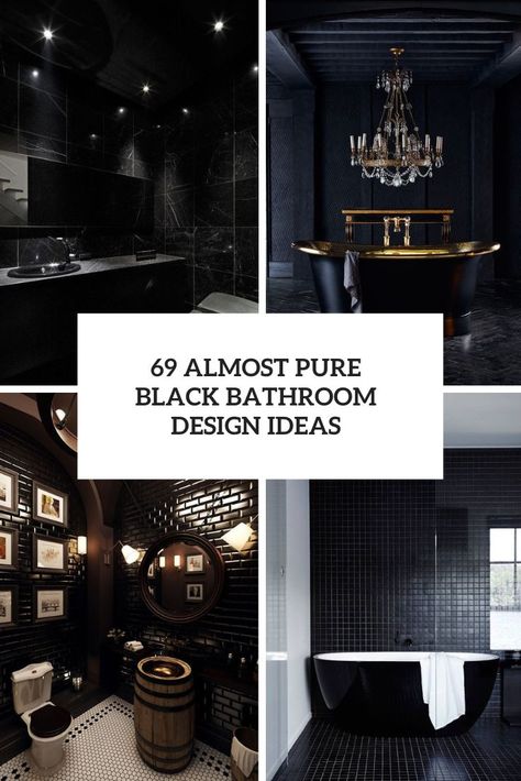 almost pure black bathroom design ideas cover Black And Green Bathroom Ideas, Black Bathroom Design, Boys Bathroom Ideas, Glossy Tiles, Green Tile Bathroom, Black Tub, Bathroom Design Black, Boys Bathroom, Green Tile