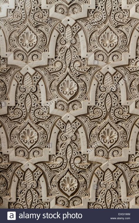 Moroccan Stucco Moorish plasterwork Stock Photo Stone Wall Art, Moroccan Interiors, Casa Country, Moroccan Art, Mosque Architecture, Islamic Patterns, Arabic Design, Islamic Art Pattern, Indian Architecture