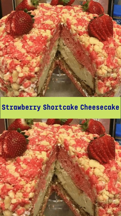 Cake Recipes Strawberry, Strawberry Valentines, Oreo Trifle, Filled Strawberries, Strawberry Crunch Cake, Strawberry Shortcake Cheesecake, Cheesecake Strawberry, Shortcake Cake, Recipes Strawberry