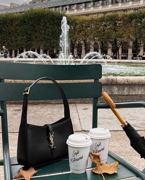 Paris Content Ideas, Saint Laurent Cafe Paris, Ysl Cafe Paris, Ysl Bag Aesthetic, Ysl Coffee, Paris Shoot, Ysl Aesthetic, Bag Wishlist, Ysl Paris