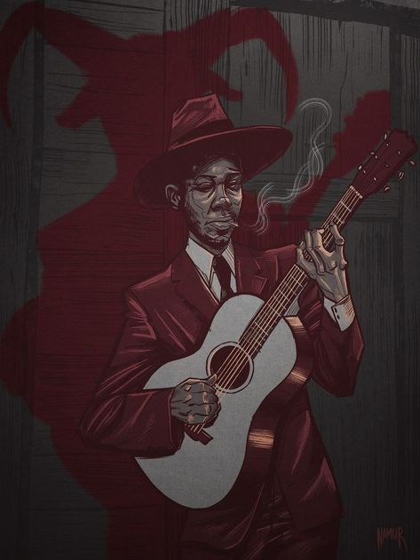 Robert Johnson Crossroads, Robert Johnson Tattoo, Call Of Cthulhu Rpg, Robert Johnson, Jazz Art, Music Illustration, Blues Artists, Music Artwork, Call Of Cthulhu