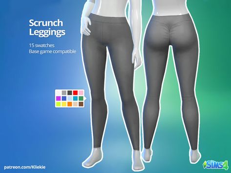 Scrunch Leggings (Solid Colors) | Kliekie on Patreon Sims 4 Cc Patreon Leggings, Mod Clothing, Sims Clothes, Scrunch Leggings, Free Sims 4, Lycra Leggings, Sims 4 Mm Cc, Free Sims, Perfect Leggings