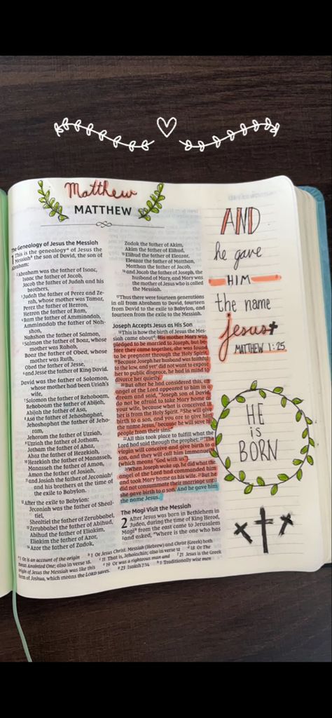 Matthew 1 Journaling, Mathew Bible Study, Mathew Bible Notes, Cute Devotional Notes, The Book Of Matthew Bible Study, Bible Study Notes Matthew 1, Mathew Bible Journal, Matthew 12 Bible Journaling, Matthew Journaling Bible