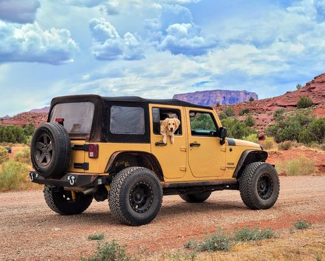 Yellow and Black Jeep Wrangler on Brown Field · Free Stock Photo Yellow Jeep Wrangler Aesthetic, Yellow Jeep Aesthetic, Yellow Jeep Wrangler Unlimited, Yellow Jeep Wrangler, Flag Pole Holder, Yellow Jeep, Vision Board Pictures, Vision Board Photos, Car Trailer