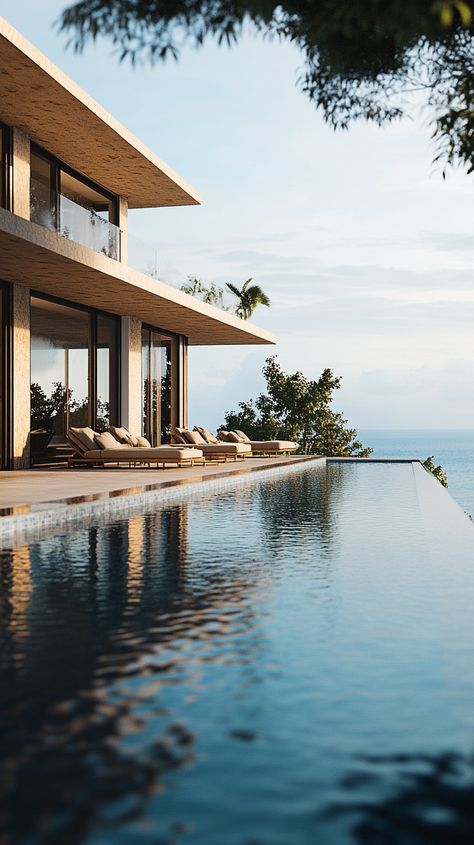 Luxurious ocean-facing beachfront villa with infinity pool Coastal Luxe, Beachfront Villa, Pool Lights, Lap Pool, Luxury Pool, Pool Furniture, Coastal Home, Home Designs, Lounge Furniture