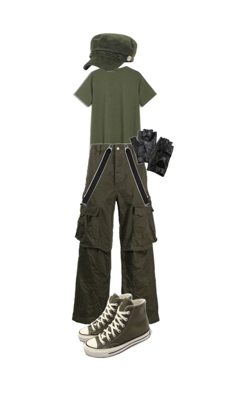 Dark Green Kara Suspender Outfit Men KPOP Dark Green Outfit Men, Suspenders Outfit Men, Green Outfit Men, Dark Green Outfit, Green Outfit, Dark Green, Outfit Inspirations, Mens Outfits, Green