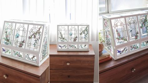 This stained glass greenhouse project is perfect for anyone who wants to add a touch of whimsy and artistry to their home decor. The best part? It's surprisingly easy to achieve, provided you have steady hands and oodles of patience. Ikea Planters, Ikea Hacks For Cats, Ikea Greenhouse, Greenhouse Glass, Ikea Room Divider, Ikea Hack Bedroom, Greenhouse Panels, Ikea Boxes, Stained Glass Kits