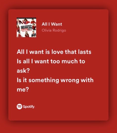 All I Want Olivia Rodrigo Lyrics, All I Want Olivia Rodrigo, Red Collage, Olivia Lyrics, Relatable Lyrics, Aesthetic Lyrics, Double Dare, Fav Music, Spotify Lyrics