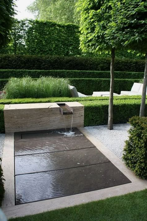 Modern Water Feature, Water Fountain Design, Taman Air, Fountains Backyard, Small Front Yard Landscaping, Indoor Water Fountains, Backyard Water Feature, Water Fountains Outdoor, Landscape Design Plans