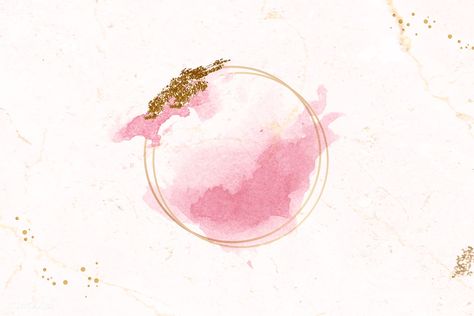 Gold round frame on pink watercolor background vector | premium image by rawpixel.com / Aum / sasi Pink Watercolor Background, Logo Eyelash, Pink Glitter Background, Gold Logo Design, Gold Glitter Background, Floral Logo Design, Watercolor Circles, Rose Gold Wallpaper, Background Design Vector