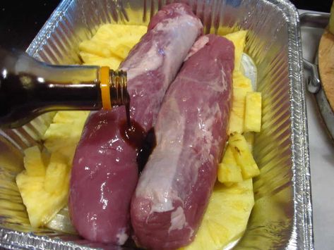 Whether you make pineapple pork tenderloin on the outdoor grill, or inside in the oven...just make it. The pineapple gives the pork a wonderful flavor that you're going to flip over! #porktenderloin #easydinnerrecipe #luaurecipe #pork #hawaiianrecipe #pineapplerecipe #savorypineapplerecipe #porkonthegrill #porkroast #kudoskitchenrecipes Pineapple Bbq Pork Tenderloin, Pineapple Pork Tenderloin Recipes, Pork Loin Pineapple, Pineapple Pork Loin Oven, Pork Loin And Pineapple Recipes, Pork Tenderloin And Pineapple Recipes, Pork Back Strap Recipes, Pork Loin With Pineapple, Pineapple Pork Tenderloin Crockpot