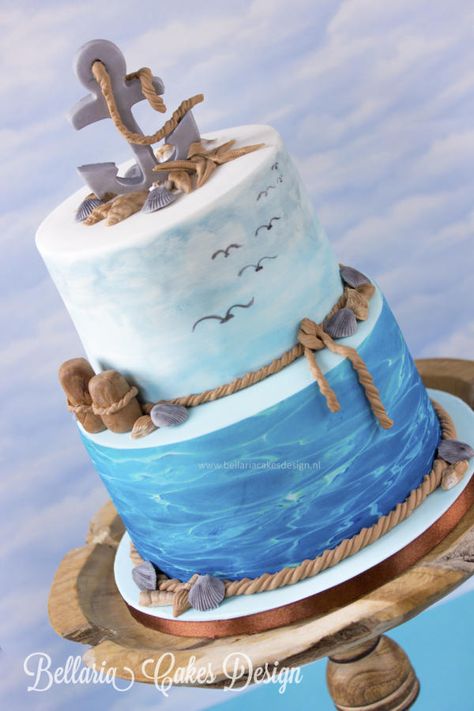 "To Where You Are" - Cake by Bellaria Cakes Design (Riany Clement) Beach Themed Cakes, Ocean Cakes, Nautical Cake, Sea Cakes, Beach Cakes, Summer Cakes, Novelty Cakes, Gorgeous Cakes, Fancy Cakes