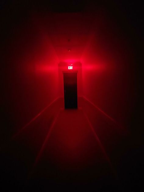 The Lights Went Out In The Hallway And This Looked Surreal Weird Fears, Haunting Images, Neon Rouge, Exit Sign, Liminal Spaces, Red Rooms, Red Aesthetic, Red Light, Go Outside