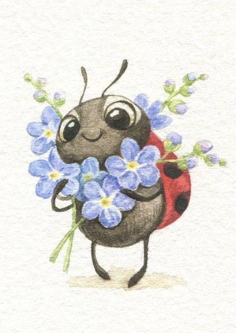 Ladybird Drawing, Ladybug Cartoon, Bugs Drawing, Sketches Doodles, Ladybug Art, Art Sketches Doodles, Butterfly Drawing, Art Painting Gallery, Cute Animal Drawings