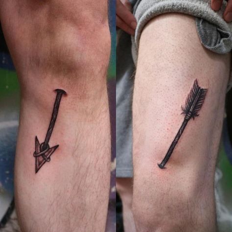 Elder Scrolls Tattoo, Bow Hunting Tattoos, Leg Tattoo Design, 108 Tattoo, Mens Tiger Tattoo, Skyrim Tattoo, The Knee Tattoo, Knee Tattoos, Bicep Tattoo Men