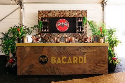 2022 Casa Bacardi Festival Pop Ups — MadeFirst | Design & Fabrication Casa Bacardi, Barra Bar, Alcohol Bar, Bar Set Up, Bacardi, Beach Bars, Tiki Bar, Booth Design, Display Stand