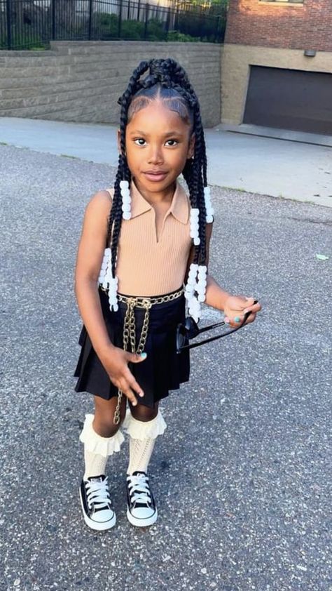 Top 20 School-Ready Braided Hairstyles for Black Kids | Easy & Natural Toddler Braided Hairstyles Black Baby Girls, Lil Girl Hairstyles Braids, Beaded Braids, Braided Hairstyles For Black Kids, Kids Box Braids, Toddler Braids, Black Kids Braids Hairstyles, Kids Outfits Daughters, Black Kids Fashion