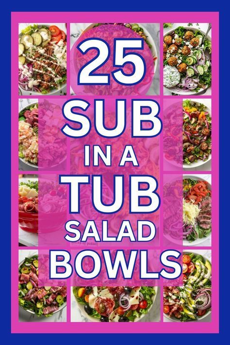 Discover 25 delicious Tub in a Sub salad bowls perfect for your low carb and keto diet! These protein-packed recipes are loaded with fresh deli meats and Italian sub flavors, making them ideal for meal prep. Enjoy a healthy lunch without the bread in these quick and easy salad bowls. Say goodbye to bread and enjoy a no bread option that's both nutritious and satisfying. Try these quick recipes and elevate your lunch game! Cold Salads For Lunch Easy Recipes, Weight Watcher Bowl Recipes, Chopped Sub Sandwich Salad, Low Carb Bowls Healthy, Sub Salad Bowl, Sub Tub Salad, Subs In A Tub, Sub In A Bowl Recipe, Sun In A Tub Recipe