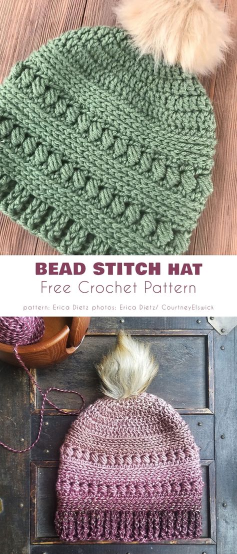 Free Top Down Crochet Hat Patterns, Cowls To Crochet Free Patterns, Crochet Bobble Beanie Free Pattern, Crochet Bead Hat, Crochet Hat Pattern Size 3 Yarn, Puff Stitch Crochet Beanie, Womens Beanie Crochet Pattern, Bobble Stitch Crochet Hat, Crochet Beanie Women