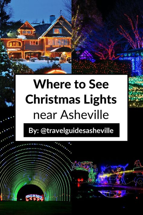 Your Guide To: Where to See Christmas Lights in Asheville, North Carolina

1. The NC Arboretum 
2. Lake Julian Festival of Lights
3. Christmas at Biltmore Estate
4. 2021 Dickens Festival

for the full list click on this pin! Asheville Christmas, Asheville Winter, Smoky Mountain Christmas, North Carolina Attractions, Holiday Lights Display, Best Christmas Lights, North Carolina Travel, Biltmore Estate, Mormon Temple